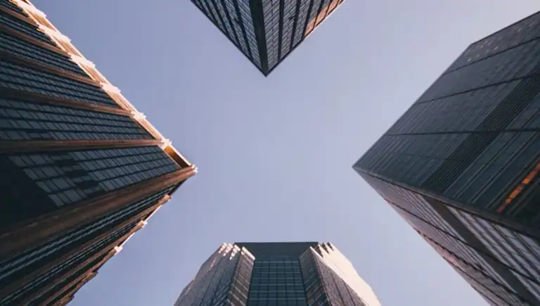 Four skyscrapers against the sky